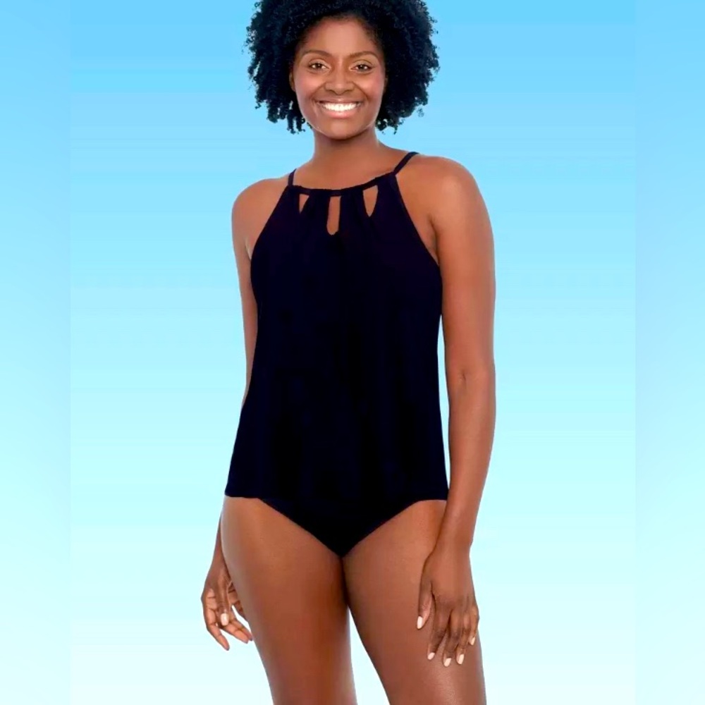NWT Dreamsuit Women's Slimming Control Keyhole High Neck One Piece